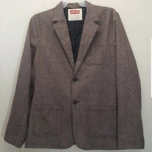 Levis Tweed Blazer Jacket XL Brown 2 Button Preppy